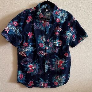 Star Wars Navy Floral Hawaiian Button Up Shirt